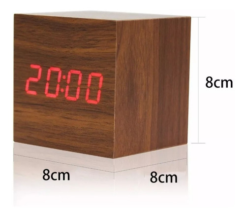 Цифровой квадратный будильник Cube Wood Led Table Beige UC24