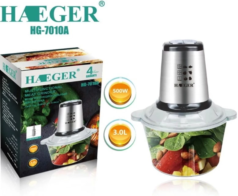 Блендер чоппер с легкой стеклянной чашей Haeger HG-7010A bl4